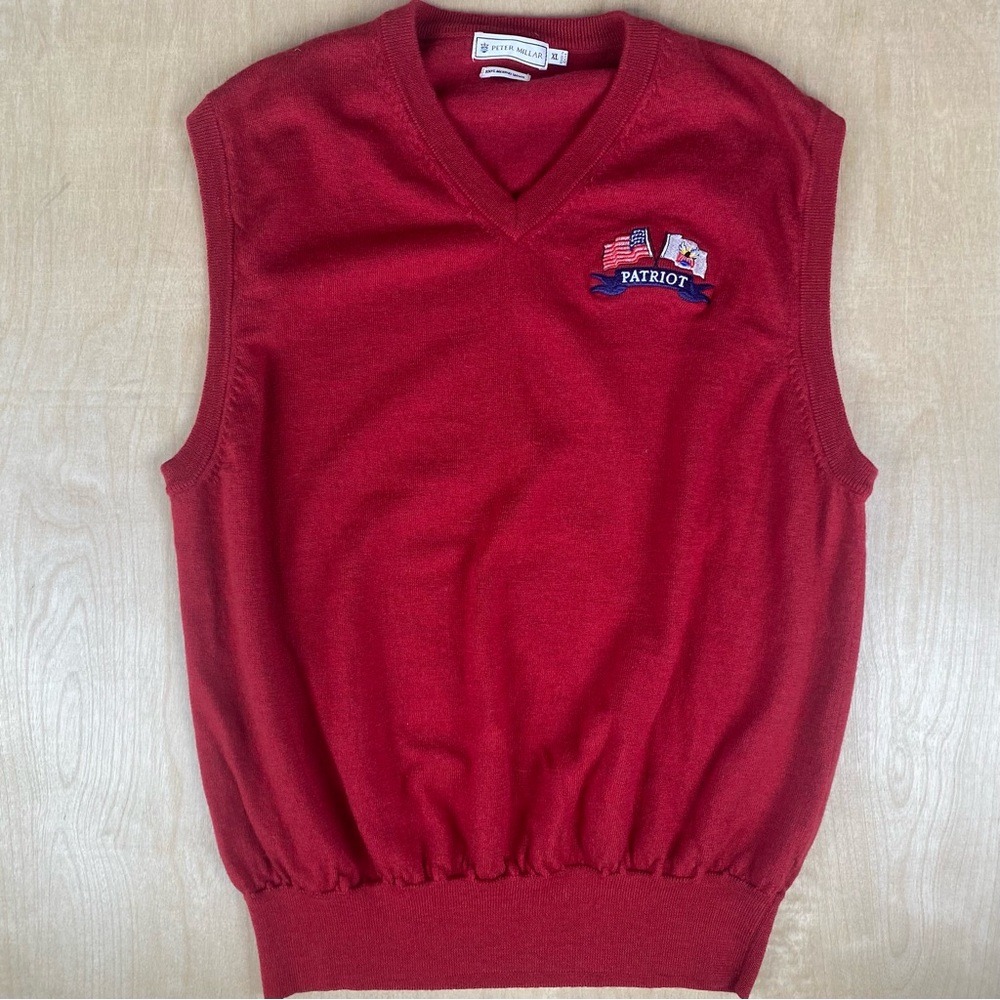Peter Millar Mens XL Red Patriot 100% Merino Wool Pullover Vest